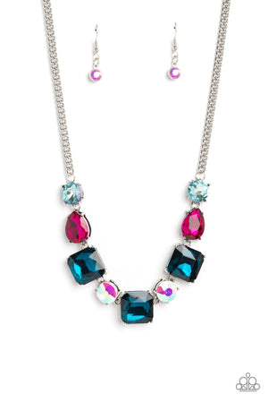 Elevated Edge  -  Multi  Color Gem Necklace