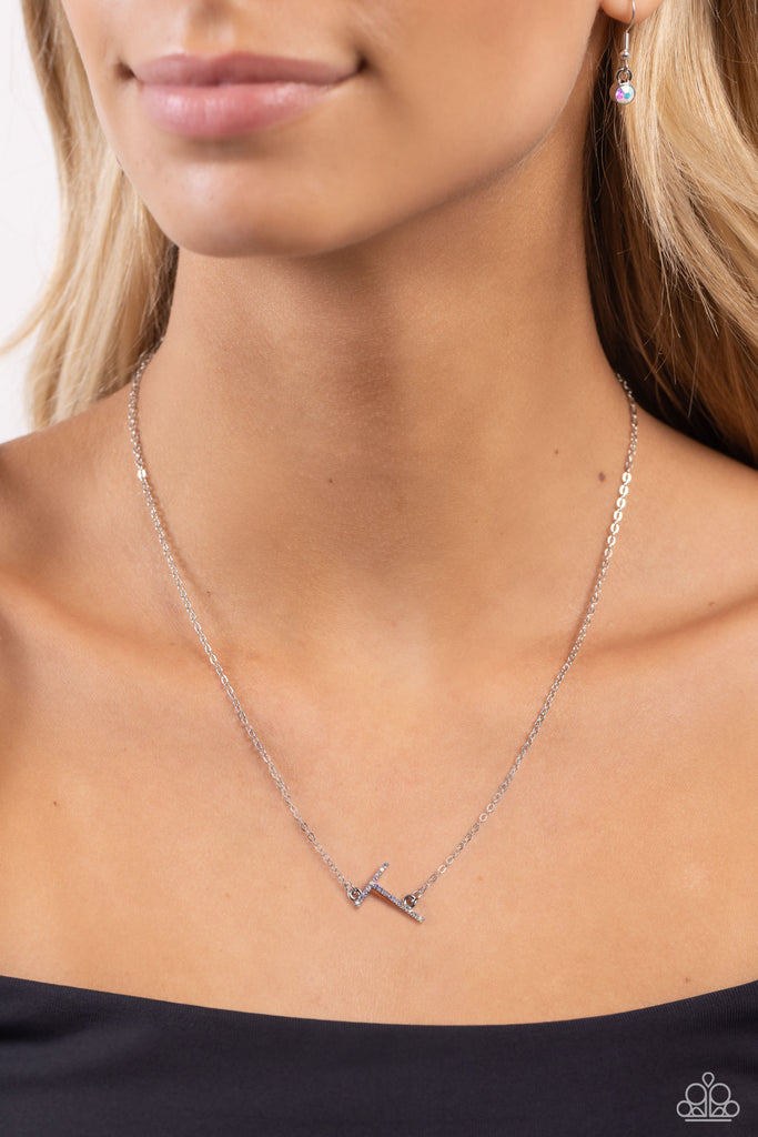 INITIALLY Yours - T - Multi Iridescent Silver Letter T