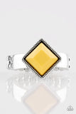 Stylishly Fair and Square - Yellow Paparazzi  Ring