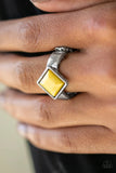 Stylishly Fair and Square - Yellow Paparazzi  Ring