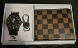 Lt & Dk Brown Watch, Wallet and Keychain Gift Set