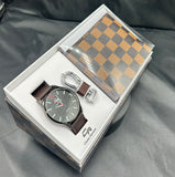 Lt & Dk Brown Watch, Wallet and Keychain Gift Set