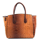 American Bee ~  Coffee Croc Leather Handbag w/ Coffee Wallet