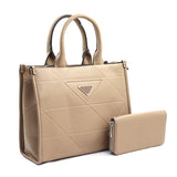 Khaki Handbag w/Matching Wallet Medium Size