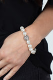 Upscale Whimsy - White  Paparazzi Stretchy Bracelet