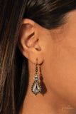 PAPARAZZI "REVOLUTION" BRASS CHAIN WHITE TEARDROP RHINESTONE 2018 ZI COLLECTION NECKLACE & EARRING SET