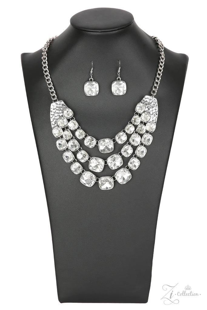 PAPARAZZI "UNSTOPPABLE" WHITE 2018 ZI COLLECTION NECKLACE & EARRING SET