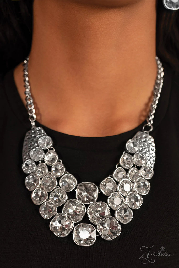PAPARAZZI "UNSTOPPABLE" WHITE 2018 ZI COLLECTION NECKLACE & EARRING SET