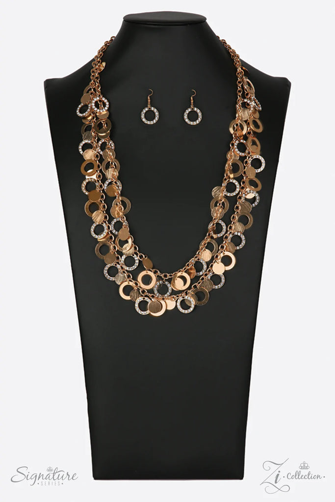 PAPARAZZI "THE CAROLYN" GOLD 2018 ZI COLLECTION NECKLACE & EARRING SET