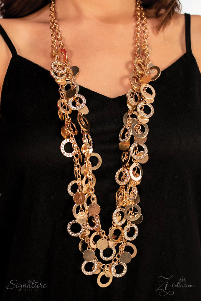 PAPARAZZI "THE CAROLYN" GOLD 2018 ZI COLLECTION NECKLACE & EARRING SET