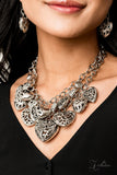 CHERISH ~ 2019 Paparazzi Zi Collection ~ (Vintage) Silver Floral Heart Necklace