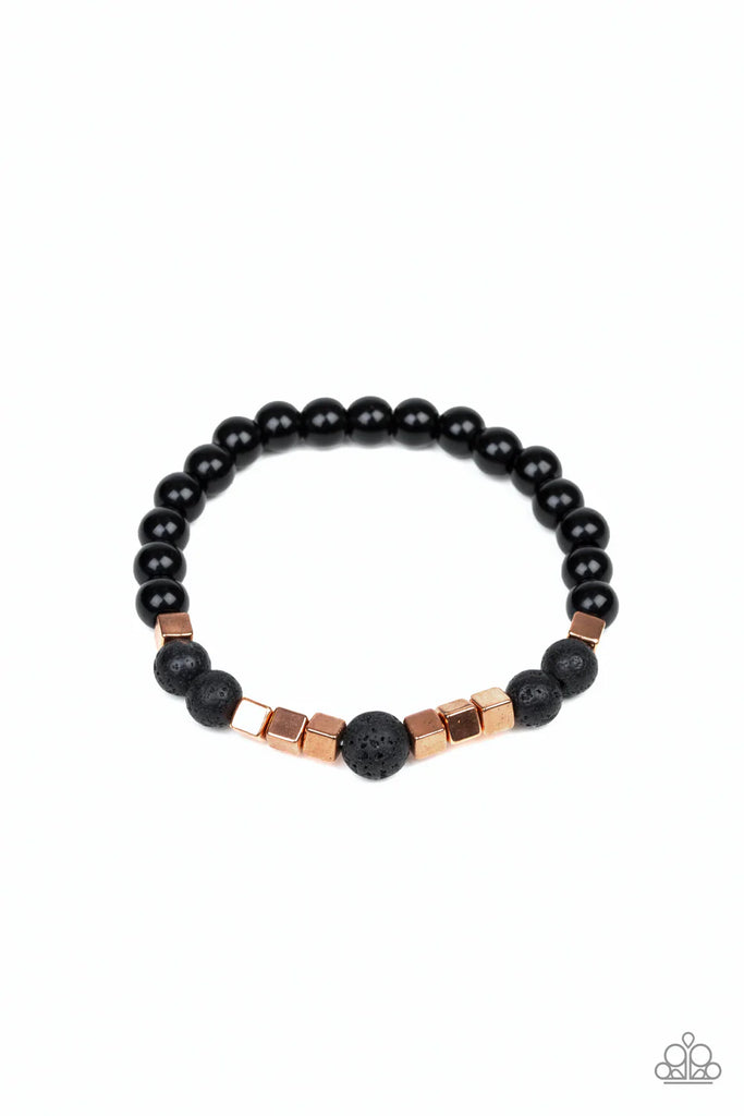 Lessons  -  Paparazzi  -  Copper Urban Stretchy Band  Men Bracelet