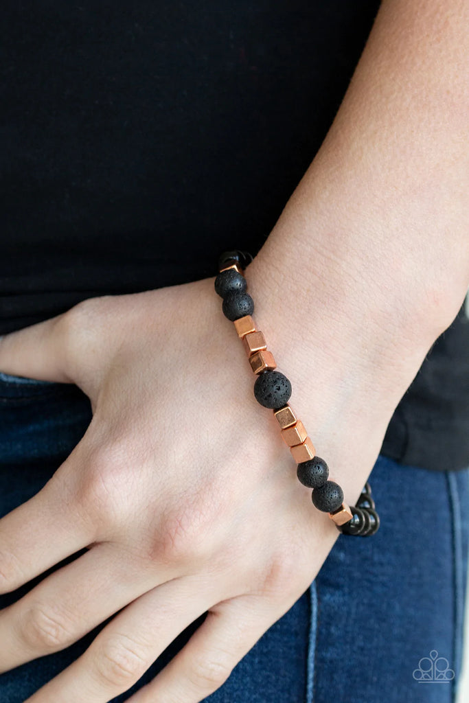 Lessons  -  Paparazzi  -  Copper Urban Stretchy Band  Men Bracelet