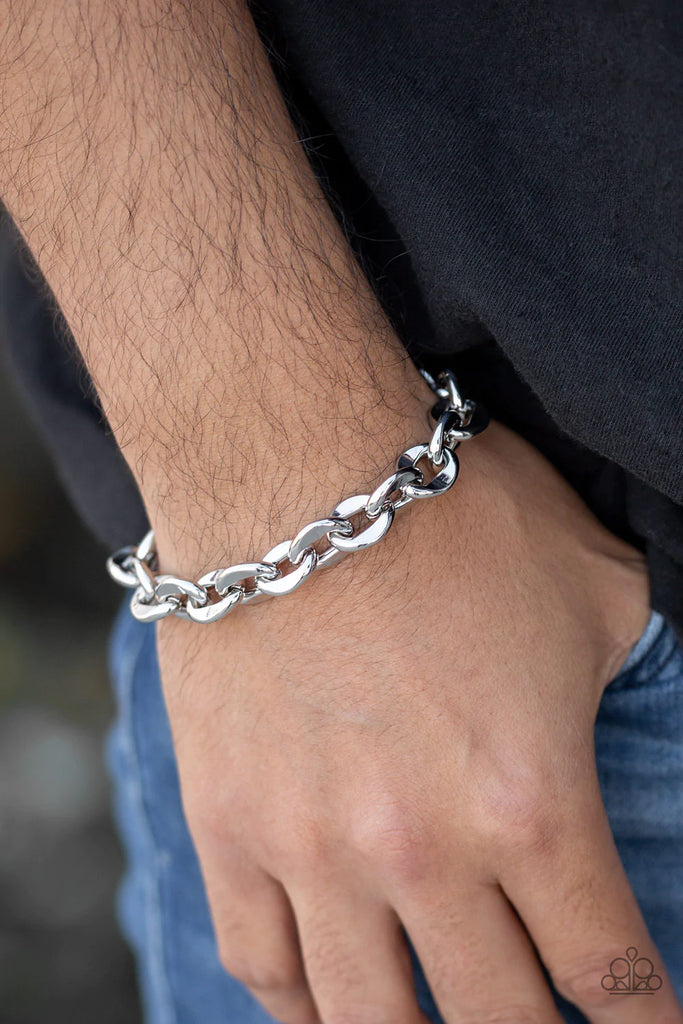 Step It Up - Paparazzi Silver Men Urban Bracelet