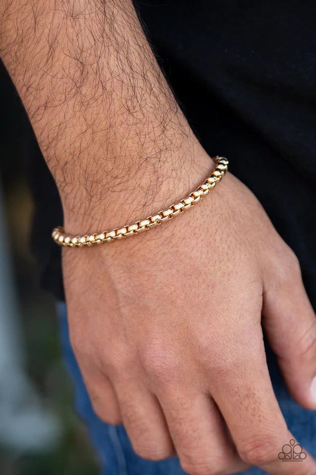 Metro Marathon  -  Paparazzi  -  Men Gold Urban Bracelet
