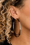 Moon Child Metro - Black Paparazzi Oversize Hoop Earrings