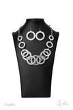 THE KEILA ~ Paparazzi 2020 (RETIRED) ZI Signature Series ~ Silver & White Rhinestone Hoops Necklace