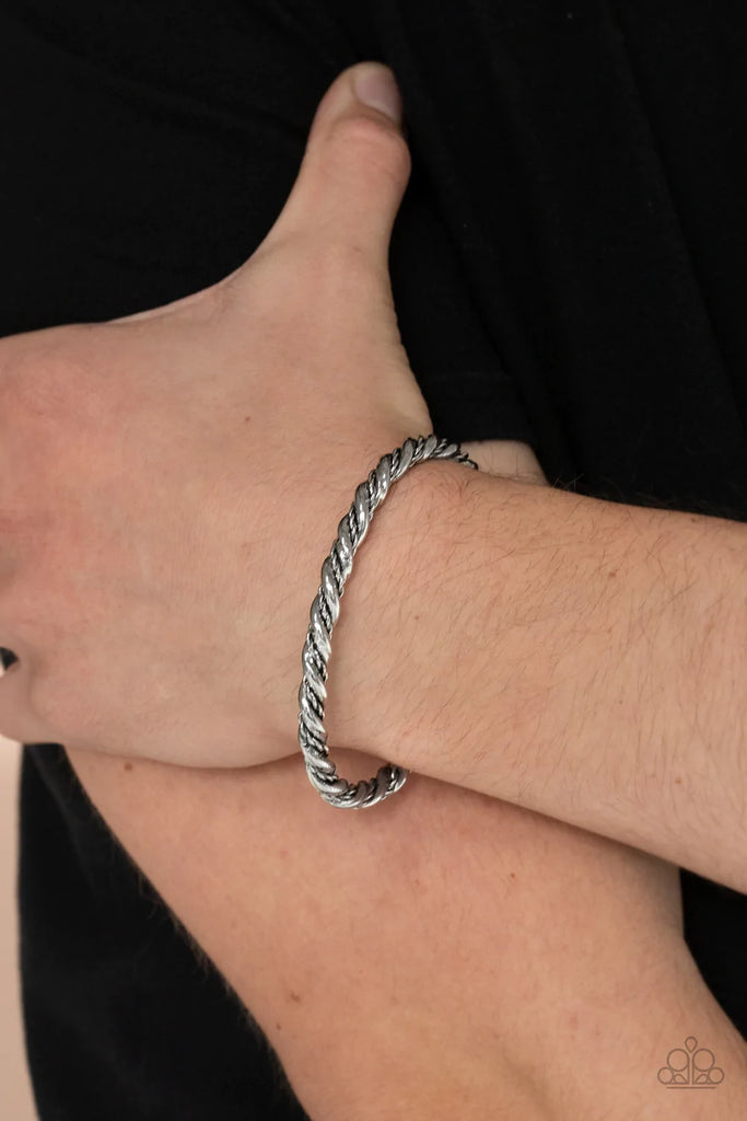 Combat Ready  -  Paparazzi  Silver Men Cuff Bracelet