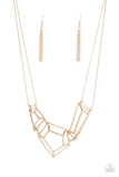 3-D Drama - Gold  Paparazzi Accessories Necklace