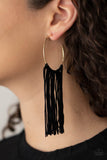 Flauntable Fringe - Gold Paparazzi Hoop Earrings