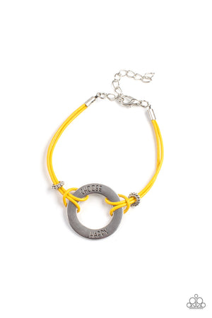 Choose Happy - Yellow Paparazzi Urban Bracelet
