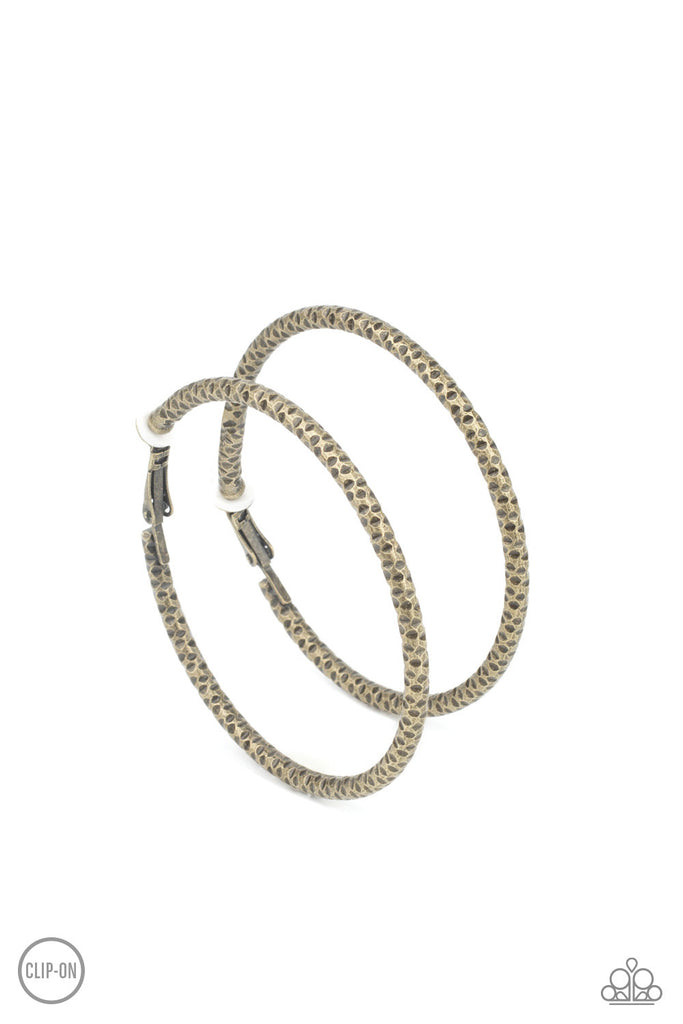 Subtly Sassy - Brass  Paparazzi Clip On Hoop Earrings