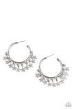 Happy Independence Day - Silver Paparazzi Star Hoop Charm Earrings