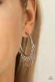 Happy Independence Day - Silver Paparazzi Star Hoop Charm Earrings