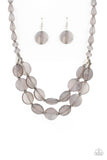 Beach Day Demure - Silver Paparazzi Smoky Crystal Bead Necklace