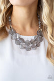 Beach Day Demure - Silver Paparazzi Smoky Crystal Bead Necklace