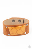 Geo Glamper - Brown Paparazzi Leather Snap Bracelet