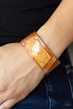 Geo Glamper - Brown Paparazzi Leather Snap Bracelet