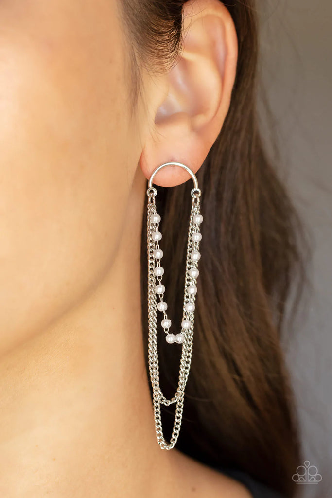 Vintage VIP - White Paparazzi  Post Earrings