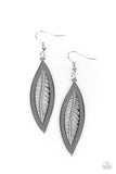 Leather Lagoon  Silver Paparazzi Leaf Earrings