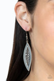 Leather Lagoon  Silver Paparazzi Leaf Earrings