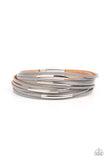 Suburban Outing - Paparazzi Silver Leather Magnetic Clasp Closure Bracelet