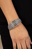 Suburban Outing - Paparazzi Silver Leather Magnetic Clasp Closure Bracelet