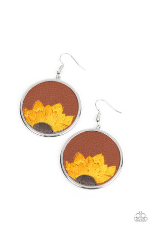 Sun-Kissed Sunflowers - Brown Paparazzi Earrings