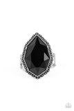 Avant-GRANDEUR - Silver Paparazzi Oversized Hematite Gem Ring