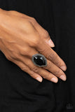 Avant-GRANDEUR - Silver Paparazzi Oversized Hematite Gem Ring