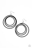Colorfully Circulating - Black Paparazzi 3 Oversized Rings of Dainty Seed Beads Earrings