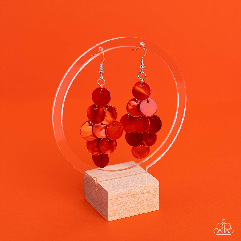Tropical Tryst - Orange Paparazzi Shell-like Discs Earrings