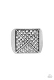 Pyramidal Powerhouse - White Paparazzi Men Ring