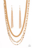 Galvanized Grit - Gold Paparazzi Chain Necklace