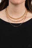 Galvanized Grit - Gold Paparazzi Chain Necklace