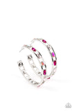 The Gem Fairy - Pink Paparazzi 1.75 in Silver Hoop Earrings