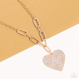 Roadside Romance - Gold Paparazzi Heart Necklace