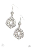 Happily Ever Exquisite - White Paparazzi Iridescent Rhinestones Earrings