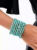 PARTY CRUSHER ~ Paparazzi (RETIRED) 2021 ZI Collection Turquoise & Silver Bead Bracelet