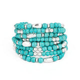 PARTY CRUSHER ~ Paparazzi (RETIRED) 2021 ZI Collection Turquoise & Silver Bead Bracelet